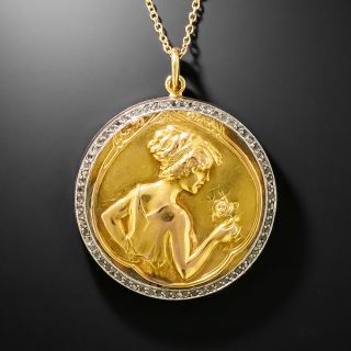 Art Nouveau Diamond 18K Pendant/Locket - 2