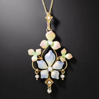 Art Nouveau Enamel Floral Lavaliere - 2