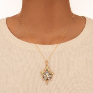 Art Nouveau Enamel Floral Lavaliere