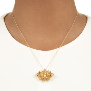 Art Nouveau Femme en Habille Diamond Pendant Necklace/Brooch