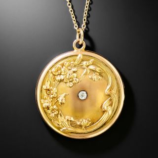Art Nouveau Floral Diamond Locket - 2