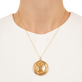 Art Nouveau Floral Diamond Locket