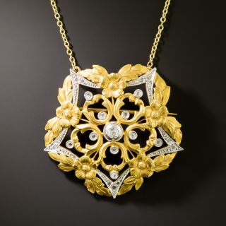Art Nouveau Floral Star Brooch/Pendant, English - 2