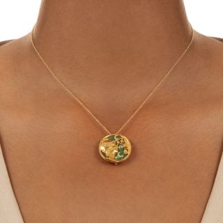 Art Nouveau Plique-à-Jour Femme with Lily of the Valley Pendant/Brooch