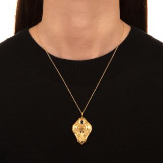 Art Nouveau Sapphire and Diamond Locket