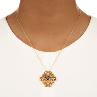 Art Nouveau Sapphire and Diamond Swirl Necklace