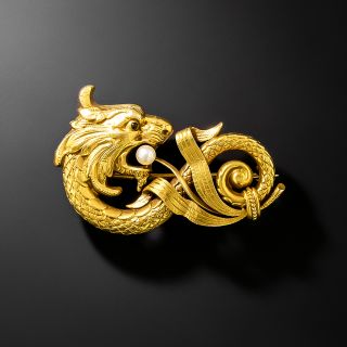 Art Nouveau Sea Serpent Brooch - 2