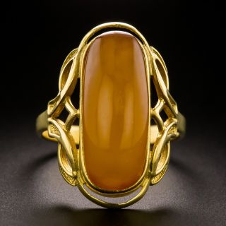 Art Nouveau-Style Amber Ring - 2