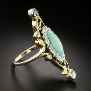 Art Nouveau Turquoise and Diamond Dinner Ring