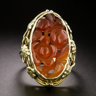 Arts & Crafts Carved Carnelian Ring - 3