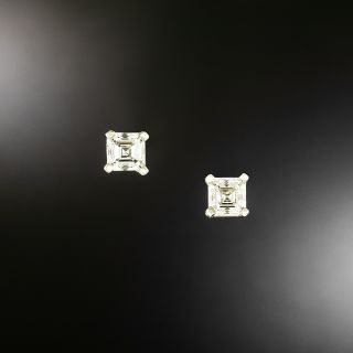 Asscher-Cut 1.80 Carat Diamond Stud Earrings - GIA  D & E SI1 - 2