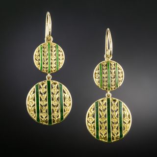 Belle Époque 18K Enamel Earrings, French - 2