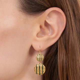 Belle Époque 18K Enamel Earrings, French