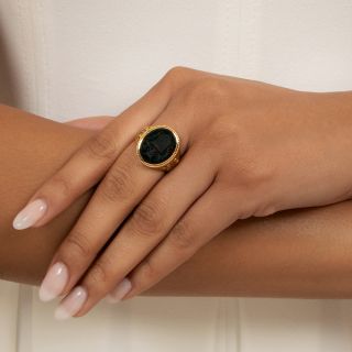 Belle Epoque Bloodstone Intaglio Signet Ring, French