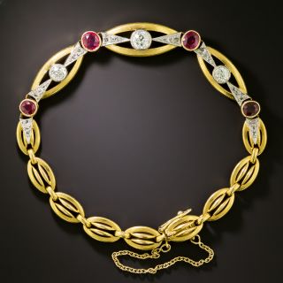 Belle Époque No-Heat Burmese Ruby And Diamond Bracelet, French - 2