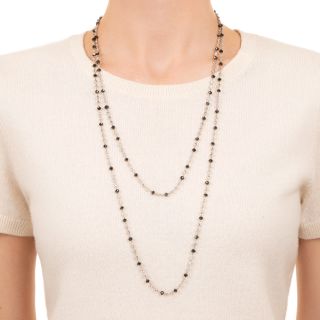Black Diamond Briolette and Colorless Diamond Chain