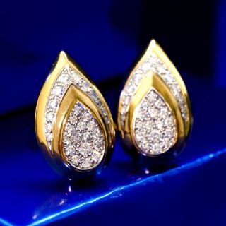 Bold Pave Diamond Tear Drop-Shaped Earrings