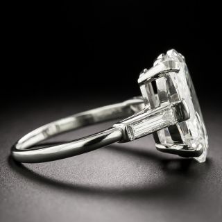 Boucheron Art Deco 3.84 Carat Elongated Oval Shaped Diamond and Baguette Ring, French