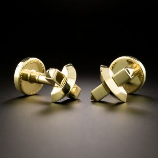  Cartier 18K Gold 'X' Cuff Links, French - 3