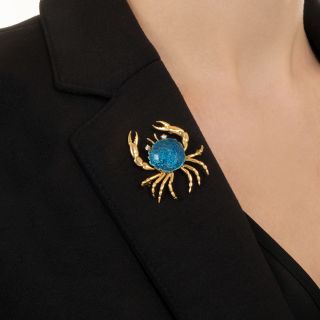 Cartier Blue Enamel-Backed Crab Brooch