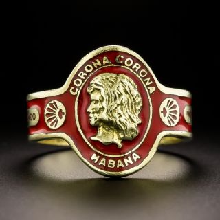 Cartier Enamel Habana Cigar Band Ring, Size 8 3/4 - 3