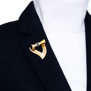 Cartier Retro Sapphire and Diamond Heart Brooch