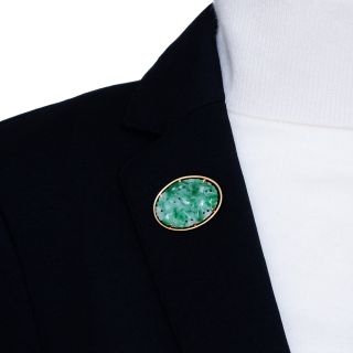 Carved Natural Jadeite Brooch