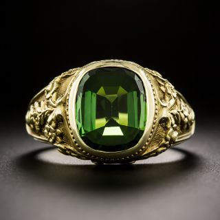 Circa 1900 Tourmaline Ring with Floral Design - 2