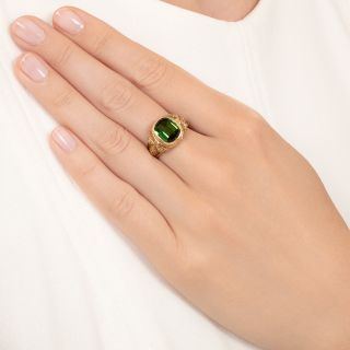 Circa 1900 Tourmaline Ring with Floral Design