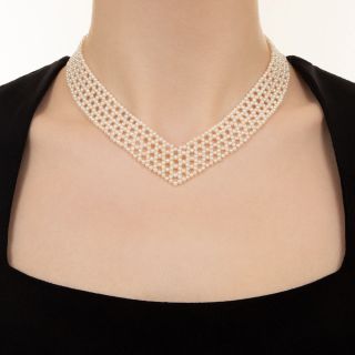 Contemporary Woven Pearl Necklace