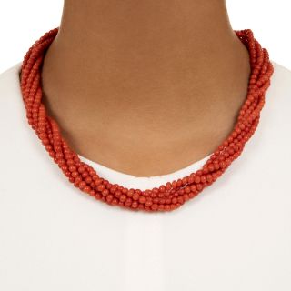 Coral Torsade Necklace with Carved Coral Clasp