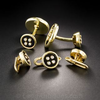 Diamond and Black Onyx Button Motif Dress Set