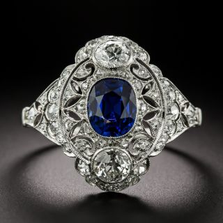 Early Art Deco No-Heat Burma Sapphire and Diamond Ring - GIA - 3