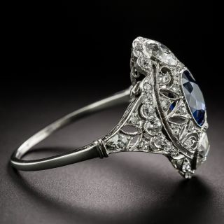 Early Art Deco No-Heat Burma Sapphire and Diamond Ring - GIA