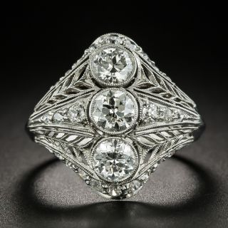 Early Art Deco Three-Stone Diamond Dinner Ring - 2