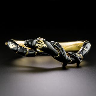 Early-Victorian Black Enamel Snake Bracelet, English - 2