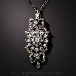 Victorian Diamond Bow Motif Pendant Necklace - 2