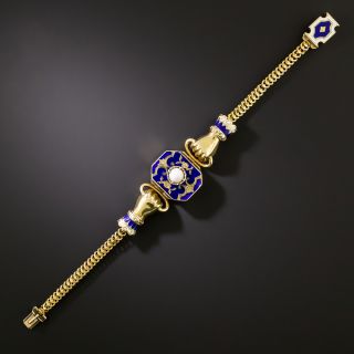 Early Victorian Enamel and Pearl 'Holding Hands' Bracelet - 3