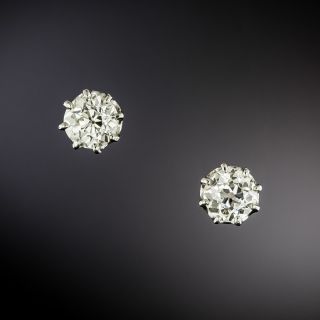 Edwardian 1.00 Carat European-Cut Diamond Stud Earrings - 3