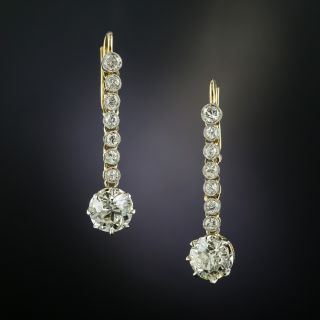 Edwardian 2.32 Carat Diamond Drop Earrings - GIA  - 2