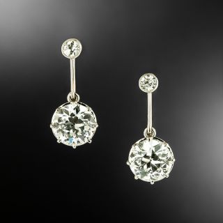 Edwardian 3.17 Carat Diamond Dangle Earrings - GIA E/H VS2 - 2