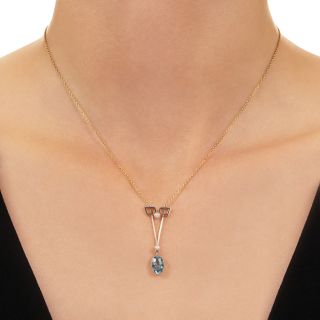 Edwardian Aquamarine and Pearl Necklace