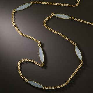 Edwardian Blue Enamel Stationed Chain  - 2