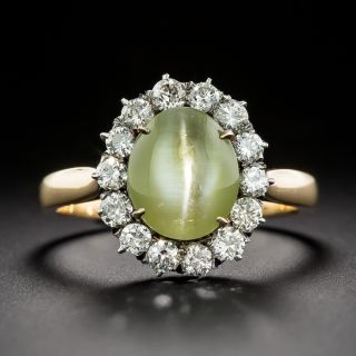 Edwardian Cat's Eye Chrysoberyl and Diamond Ring - 3