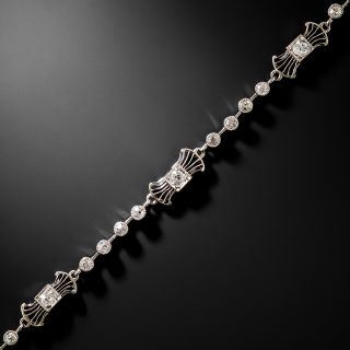 Edwardian Delicate Diamond Filigree Bracelet - 3