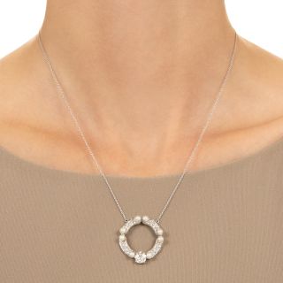 Edwardian Diamond and Natural Pearl Circle Pendant