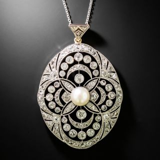 Edwardian Diamond and Pearl Pendant - 3
