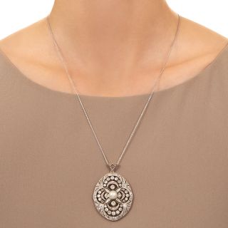 Edwardian Diamond and Pearl Pendant