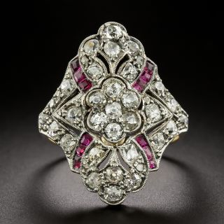 Edwardian Diamond and Ruby Dinner Ring - 3