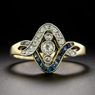 Edwardian Diamond and Sapphire Infinity Ring - 3